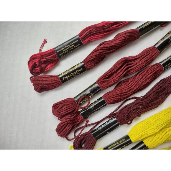 Loops and Thread/ JP Coats Yellow and Burgundy Embroidery Floss Cross Stitch Thr - Picture 5 of 7